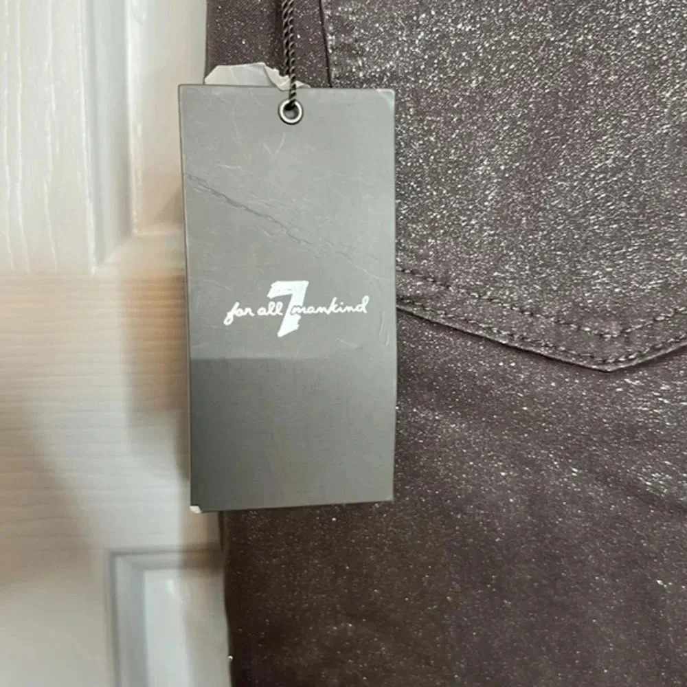 7 for all Mankind Ankle Skinny jeans with light metallic bronze size 32 NWT - Picture 5 of 7